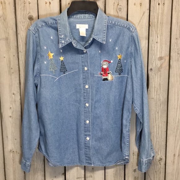 denim christmas shirt